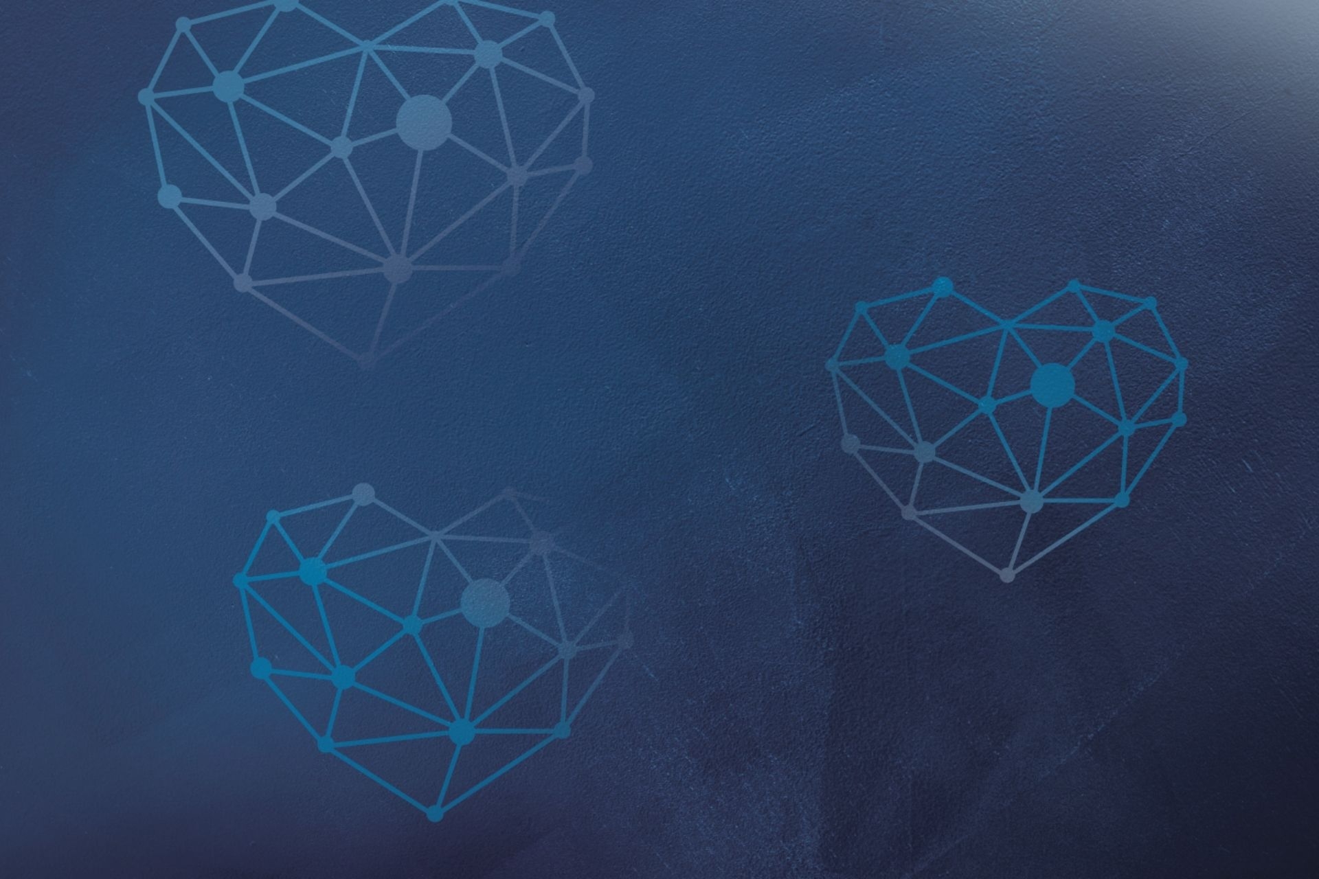 Blue gradient background with hearts with network-design