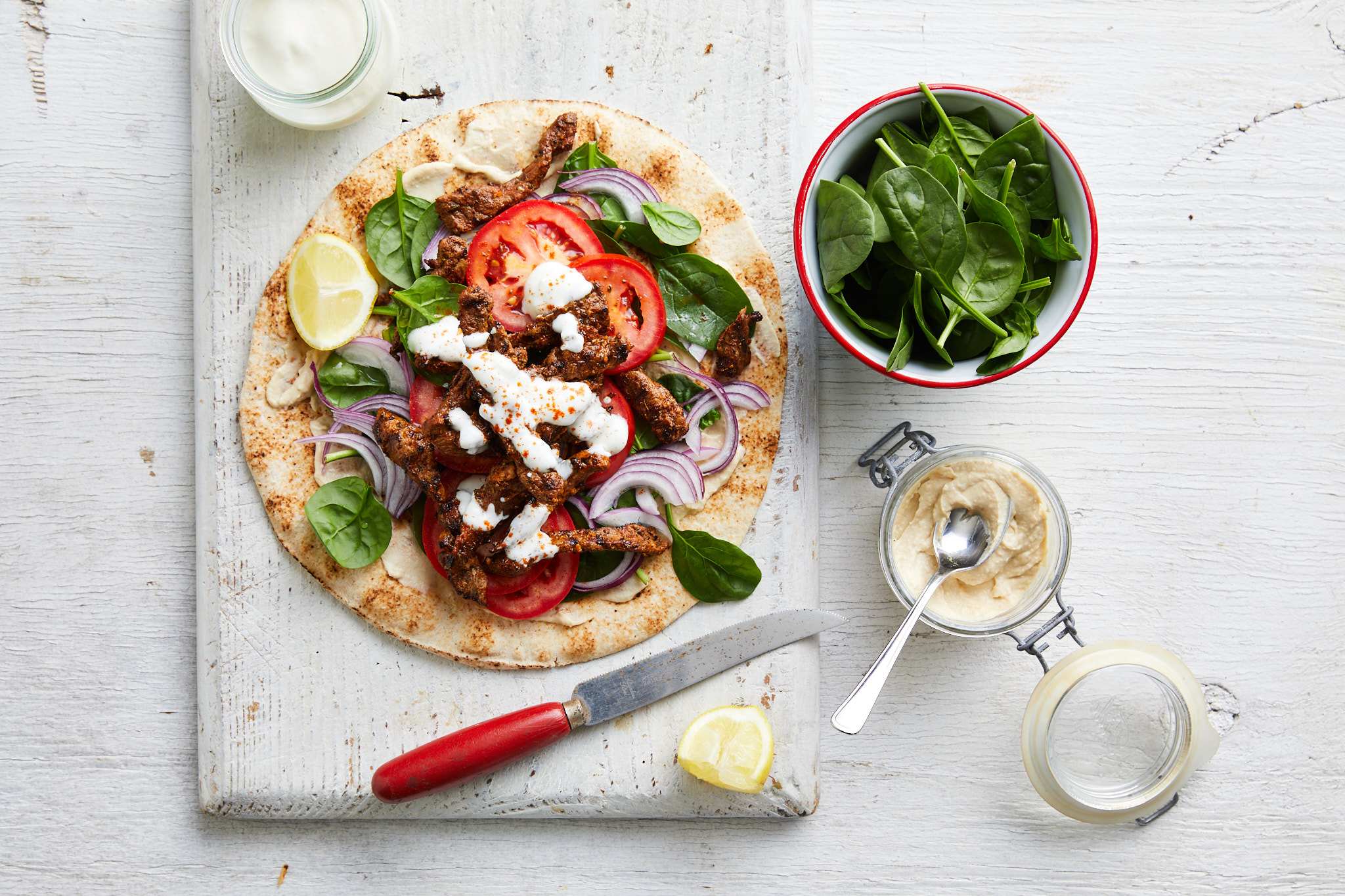 lamb souvlaki with fresh vegetables