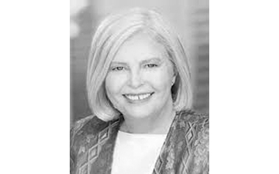 A monochrome image of Ms Rebecca Davies AO.