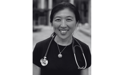 A picture of Professor Clara Chow, a woman wearing a stethoscope around her neck