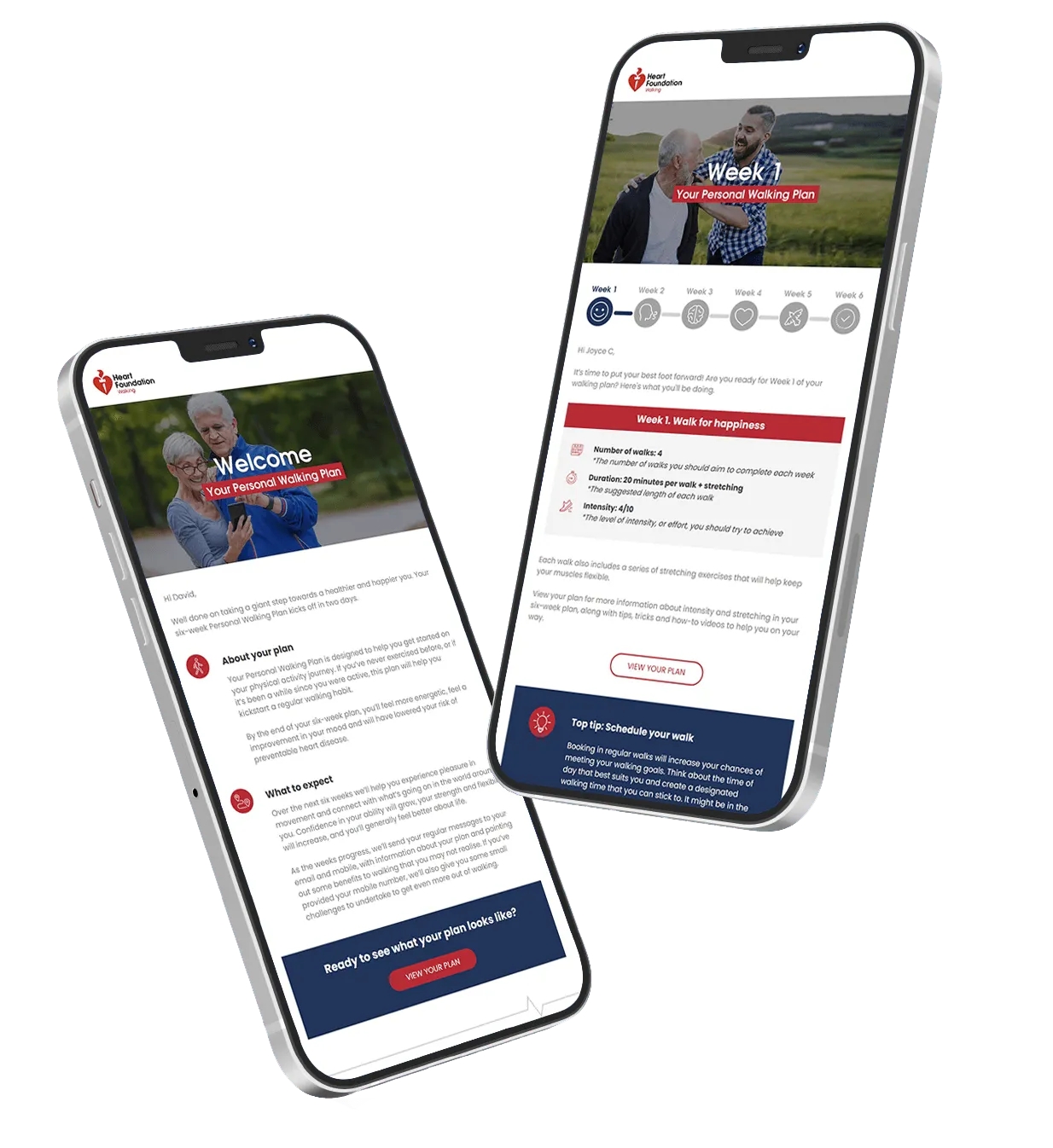 Personal walking plans on mobile devices